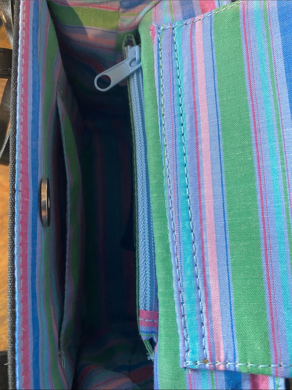 kate spade Multicolor Striped Canvas Tote with Black Trim - Picture 7 of 7